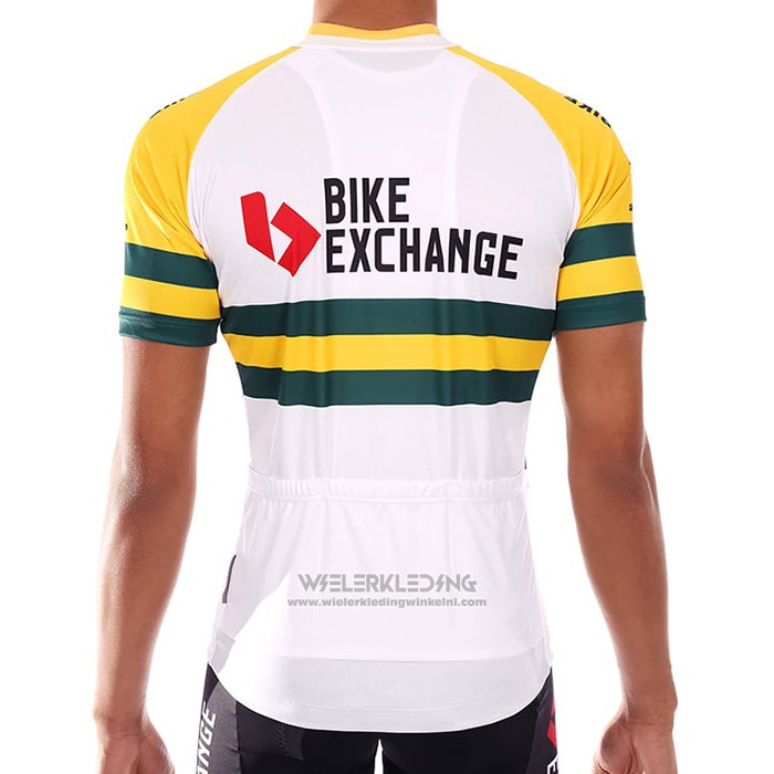 2021 Fietskleding Bike Exchange Kampioen Australie Korte Mouwen en Koersbroek
